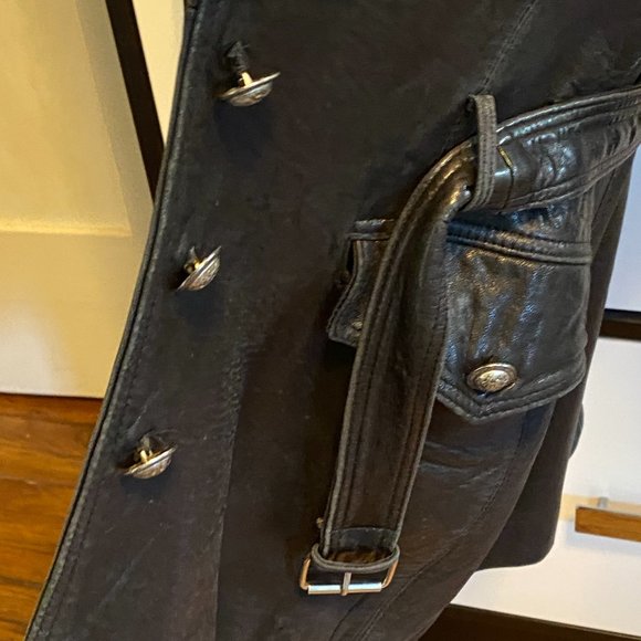 Vintage MLC Leather Belted Button-Down Jacket - Picture 11 of 16